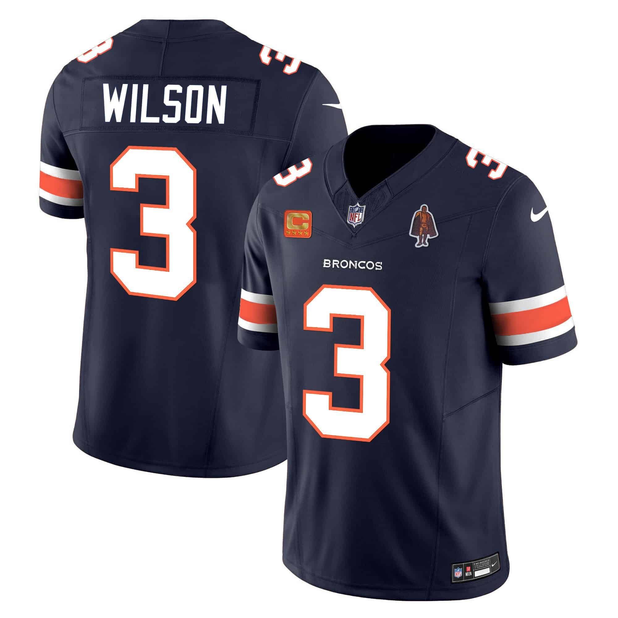 Men Denver Broncos #3 Wilson Blue 2024 Nike Vapor Limited NFL Jersey style 2